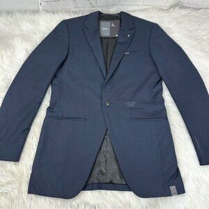 G-Star‎ Raw Men's Navy Blue 3301 Pin-Striped One Button Career Blazer Small/C38